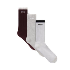SKIMS SOCKS RIBBED CREW LOGO SOCK 3-PACK | CURRANT SNOW MULTI