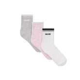 SKIMS SOCKS RIBBED QUARTER CREW LOGO SOCK 3-PACK | CHERRY BLOSSOM MULTI