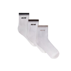 SKIMS SOCKS RIBBED QUARTER CREW LOGO SOCK 3-PACK | STONE MULTI