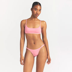 LIGHTWEIGHT COTTON LOGO PICOT STRING BIKINI | MELON TONAL