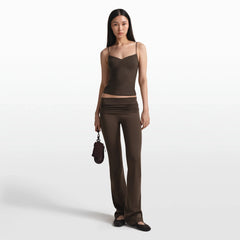 NikeSKIMS MATTE FOLDOVER SLIM FLARE LEGGING | DARK SEPIA