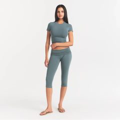 COTTON JERSEY FOLDOVER CAPRI | KYANITE