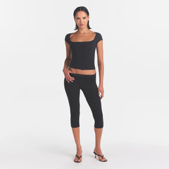 COTTON JERSEY FOLDOVER CAPRI | SOOT