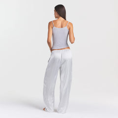 WOVEN SHINE LACE PANT | SILVER TRIPLE PINSTRIPE