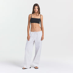 COTTON POPLIN SLEEP STRAIGHT LEG PANT | ONYX DOT PRINT