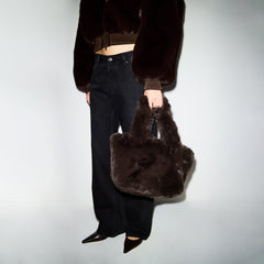 FAUX FUR MINI TOTE | ESPRESSO