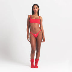 LIGHTWEIGHT COTTON LOGO PICOT SCOOP BRALETTE | RUBY TONAL