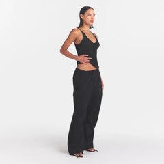 WOVEN COTTON OVERSIZED LOW RISE CARGO PANT | ONYX
