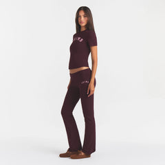 COTTON JERSEY LOGO FOLDOVER PANT | CURRANT ARCHED SKIMS PLAID