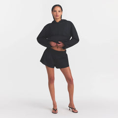 WOVEN COTTON FLUTTER SHORT | ONYX