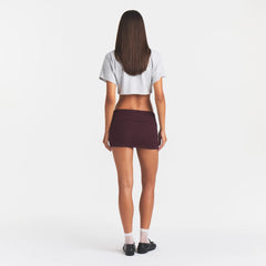 COTTON RIB FOLDOVER MINI SKIRT | CURRANT
