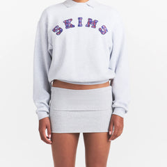 COTTON RIB FOLDOVER MINI SKIRT | LIGHT HEATHER GREY