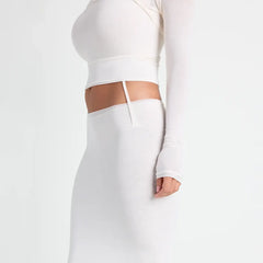 VETTESE X SKIMS SHEER MODAL MIDI SKIRT | ECRU