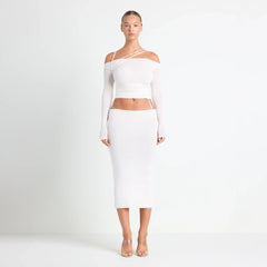 VETTESE X SKIMS SHEER MODAL MIDI SKIRT | ECRU