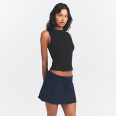 DRAPEY FRENCH TERRY MINI SKIRT | NAVY