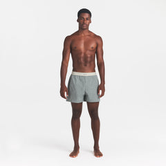 COTTON POPLIN MENS LOGO BAND BOXER | SLATE GREY CHECK