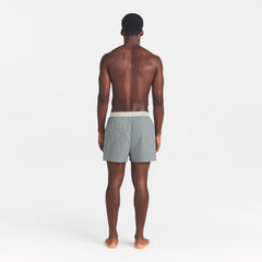 COTTON POPLIN MENS LOGO BAND BOXER | SLATE GREY CHECK