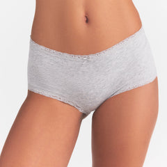 LIGHTWEIGHT COTTON LACE BOY SHORT | LIGHT HEATHER GREY