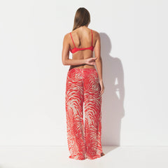 SWIM COVER-UPS SHEER PANT | CARMINE ZEBRA PRINT