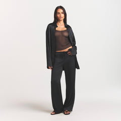 LIGHTWEIGHT SATIN STRAIGHT LEG PANT | OBSIDIAN