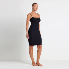 SOFT LOUNGE MIDI SLIP DRESS | ONYX