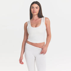 NikeSKIMS MATTE DOUBLE STRAP SCOOP TANK | IVORY