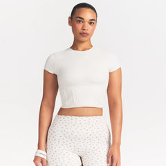 NikeSKIMS MATTE CROPPED CORSET T-SHIRT | IVORY