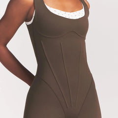 NikeSKIMS MATTE CORSET 2" ONE PIECE | DARK SEPIA