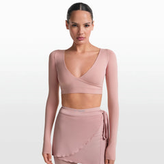 NikeSKIMS MATTE WRAP LONG SLEEVE CROPPED TOP | HIMALAYAN