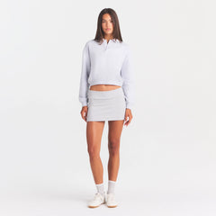 COTTON FLEECE POLO SWEATSHIRT | LIGHT HEATHER GREY