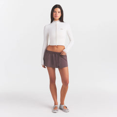NikeSKIMS RIBBED SEAMLESS ZIP UP CROP JACKET | IVORY