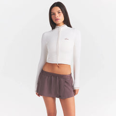 NikeSKIMS RIBBED SEAMLESS ZIP UP CROP JACKET | IVORY