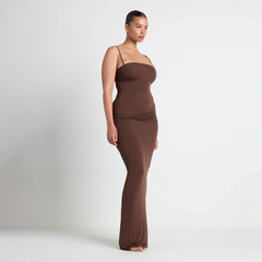 VETTESE X SKIMS SHEER MODAL LONG DRESS | COCOA
