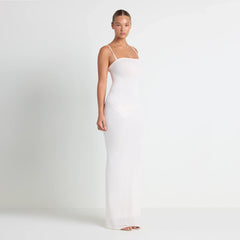 VETTESE X SKIMS SHEER MODAL LONG DRESS | ECRU