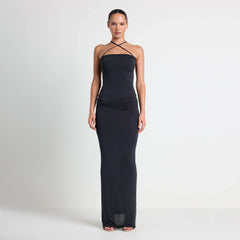 VETTESE X SKIMS SHEER MODAL LONG DRESS | ONYX