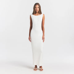 SMOOTH LAYERS CUT OUT LONG DRESS | EGRET