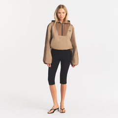 WOVEN COTTON HALF ZIP PULLOVER | DESERT