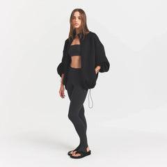 NEOPRENE OUTERWEAR OVERSIZED MOCK NECK JACKET | OBSIDIAN