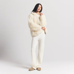 FAUX FUR HOODIE | EGRET