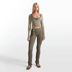 NikeSKIMS RIBBED SEAMLESS 34" STRAIGHT LEGGING | DUSTY OAKMOSS