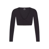 NikeSKIMS MATTE WRAP LONG SLEEVE CROPPED TOP | OBSIDIAN