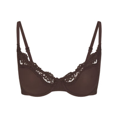 FITS EVERYBODY LACE UNLINED SCOOP BRA | ESPRESSO