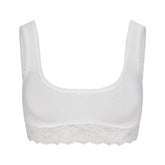 LIGHTWEIGHT COTTON LACE SCOOP BRALETTE | SNOW