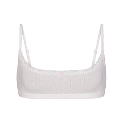 LIGHTWEIGHT COTTON POINTELLE SCOOP BRALETTE | SNOW PEONY PIN DOT