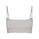 LIGHTWEIGHT COTTON STRAIGHT NECK BRALETTE | LIGHT HEATHER GREY
