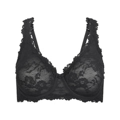STRETCH LACE UNLINED FULL COVERAGE BRA | SOOT