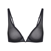 ULTRA FINE MESH DEEP PLUNGE BRA | OBSIDIAN