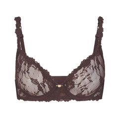 STRETCH LACE UNLINED DEMI BRA | ESPRESSO