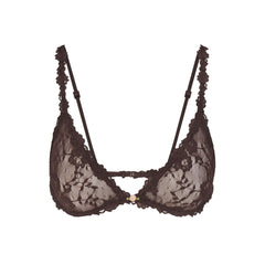 STRETCH LACE TRIANGLE BRALETTE | ESPRESSO