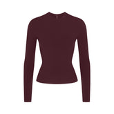 COTTON JERSEY LONG SLEEVE T-SHIRT | CURRANT